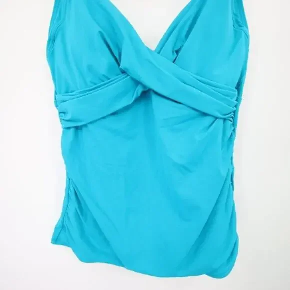 Lands End Aqua Blue Turquoise Twist Swim Tankini Top Size 6 NWOT - Picture 3 of 10